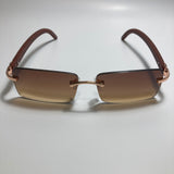 mens and womens brown and gold rimless square sunglasses