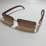 mens and womens brown and gold rimless square sunglasses