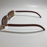 mens and womens brown and gold rimless square sunglasses