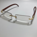 mens and womens clear and gold rimless square sunglasses