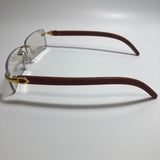 mens and womens clear and gold rimless square sunglasses