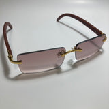 mens and womens brown and gold rimless square sunglasses