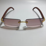 mens and womens brown and gold rimless square sunglasses