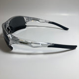 mens clear and black wrap around sunglasses