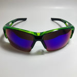 mens green blue and black mirrored wrap around sunglasses