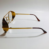 mens and womens gold round glasses with side shields